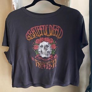 grateful dead halloween 1970 charcoal grey crop top shirt